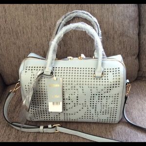 Laser Cut Flower Boston Satchel NWT